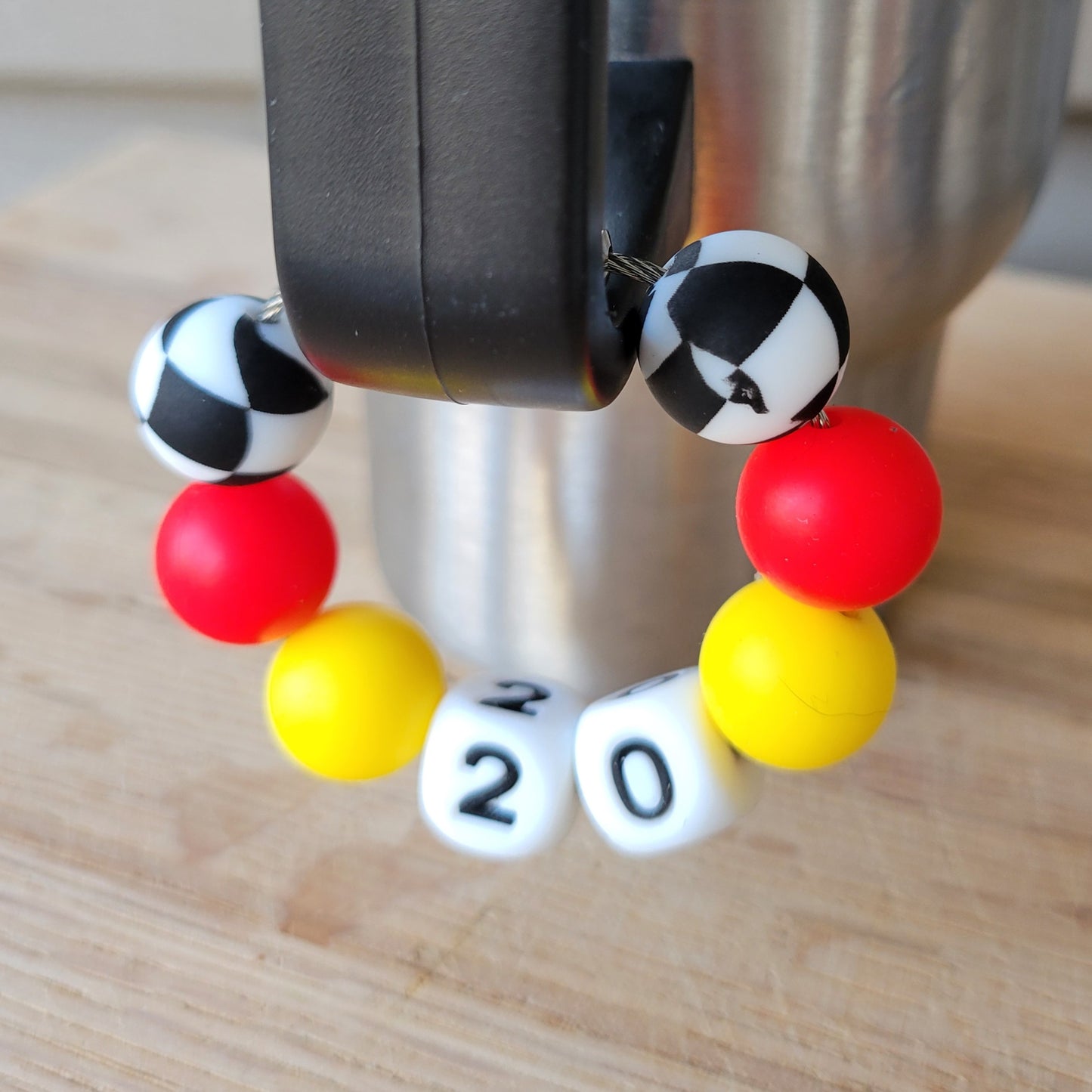 Custom Color Letter Number Silicone Bead Tumbler Charm
