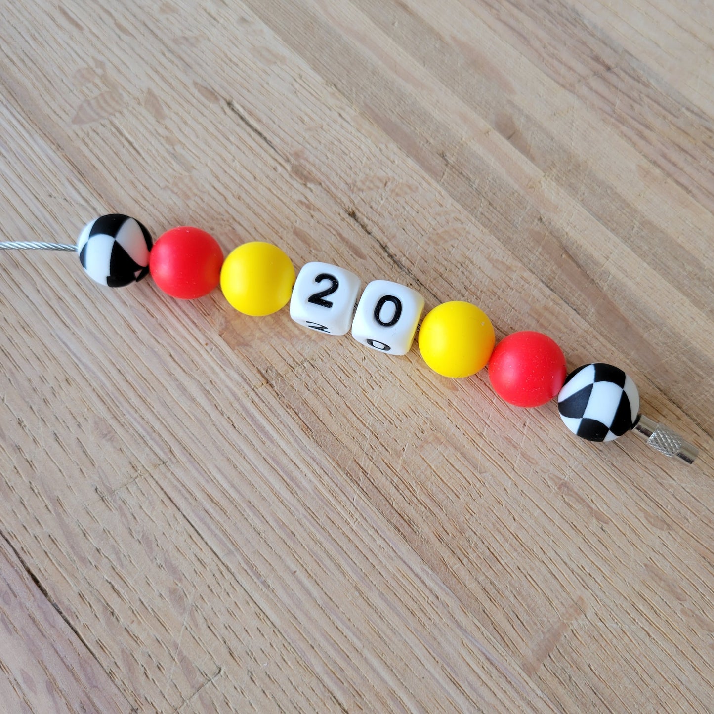 Custom Color Letter Number Silicone Bead Tumbler Charm