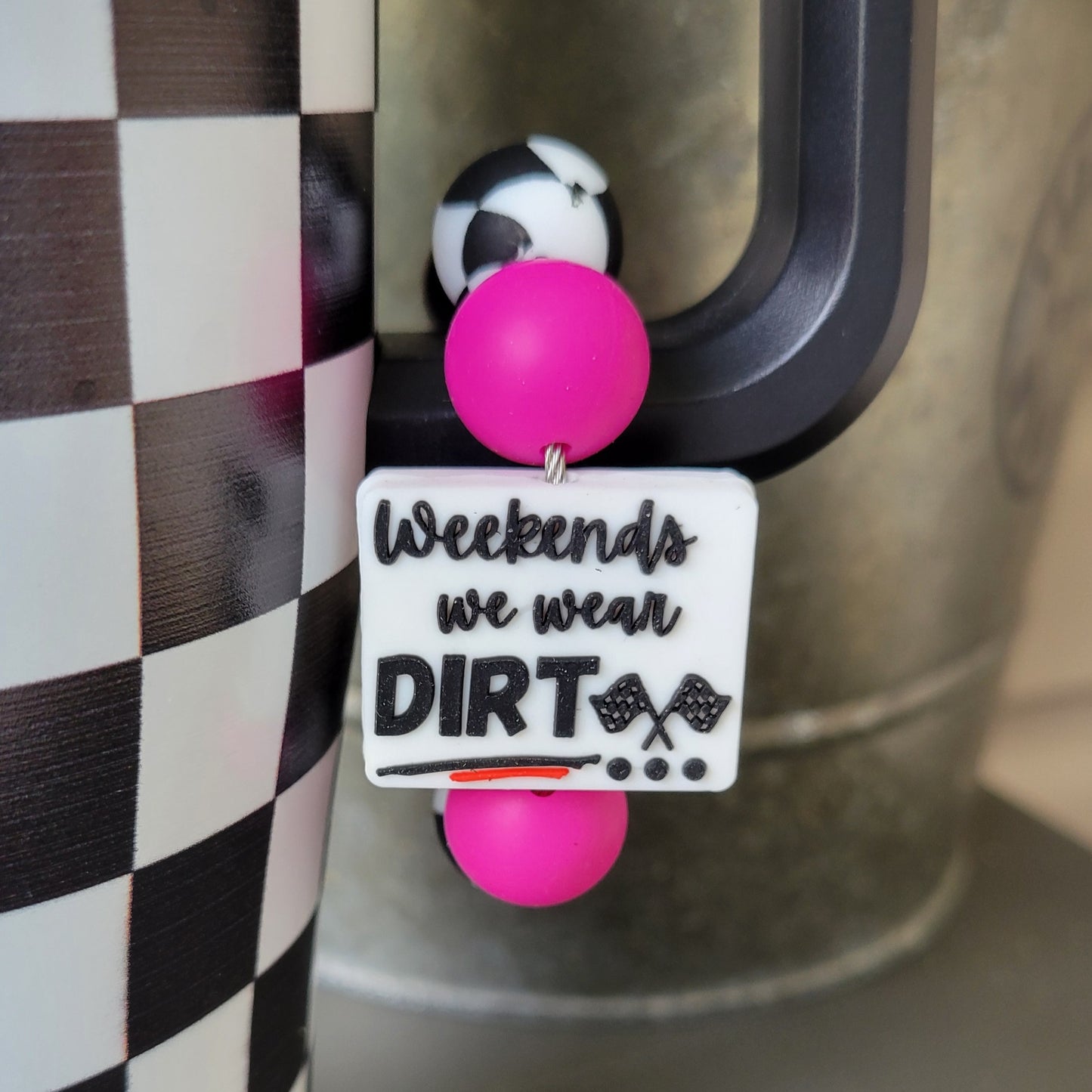 Custom Color Letter Number Silicone Bead Tumbler Charm