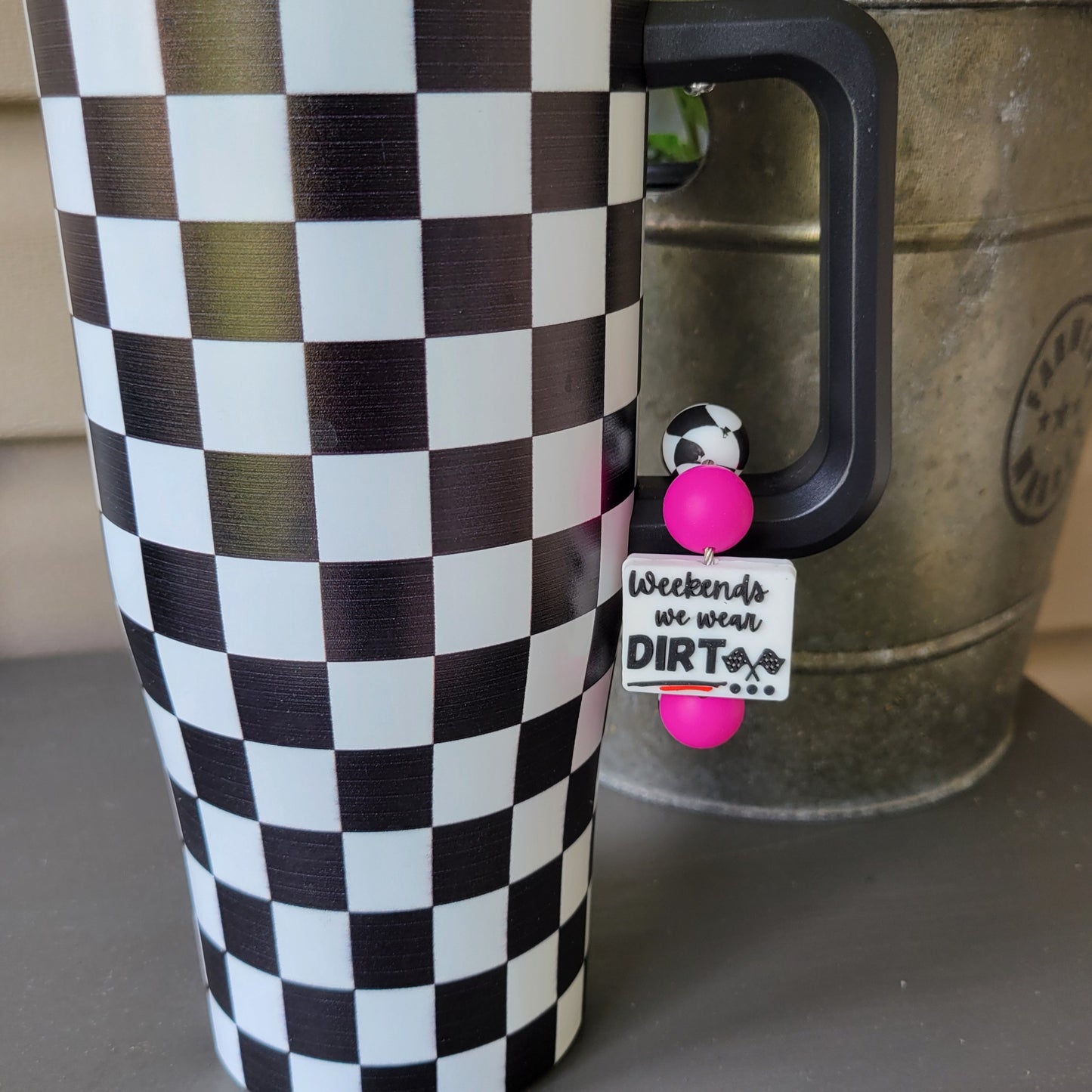 Custom Color Letter Number Silicone Bead Tumbler Charm