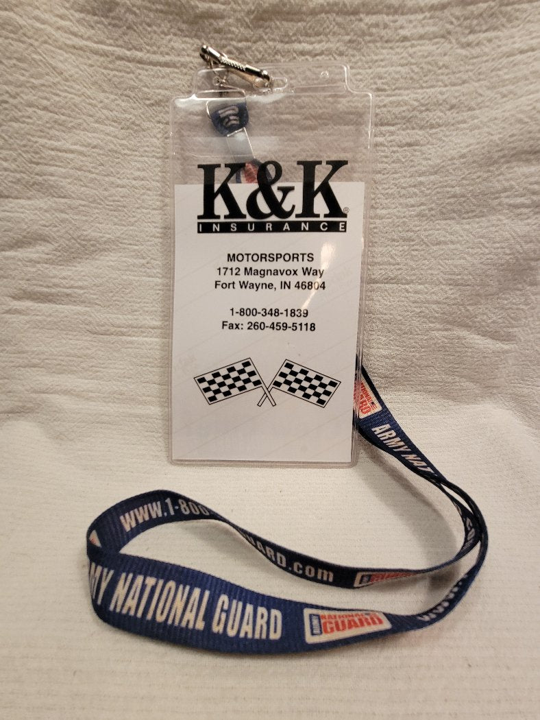 K&K Racing Insurance Media Credential lanyards. Available on 4 Left Turns.