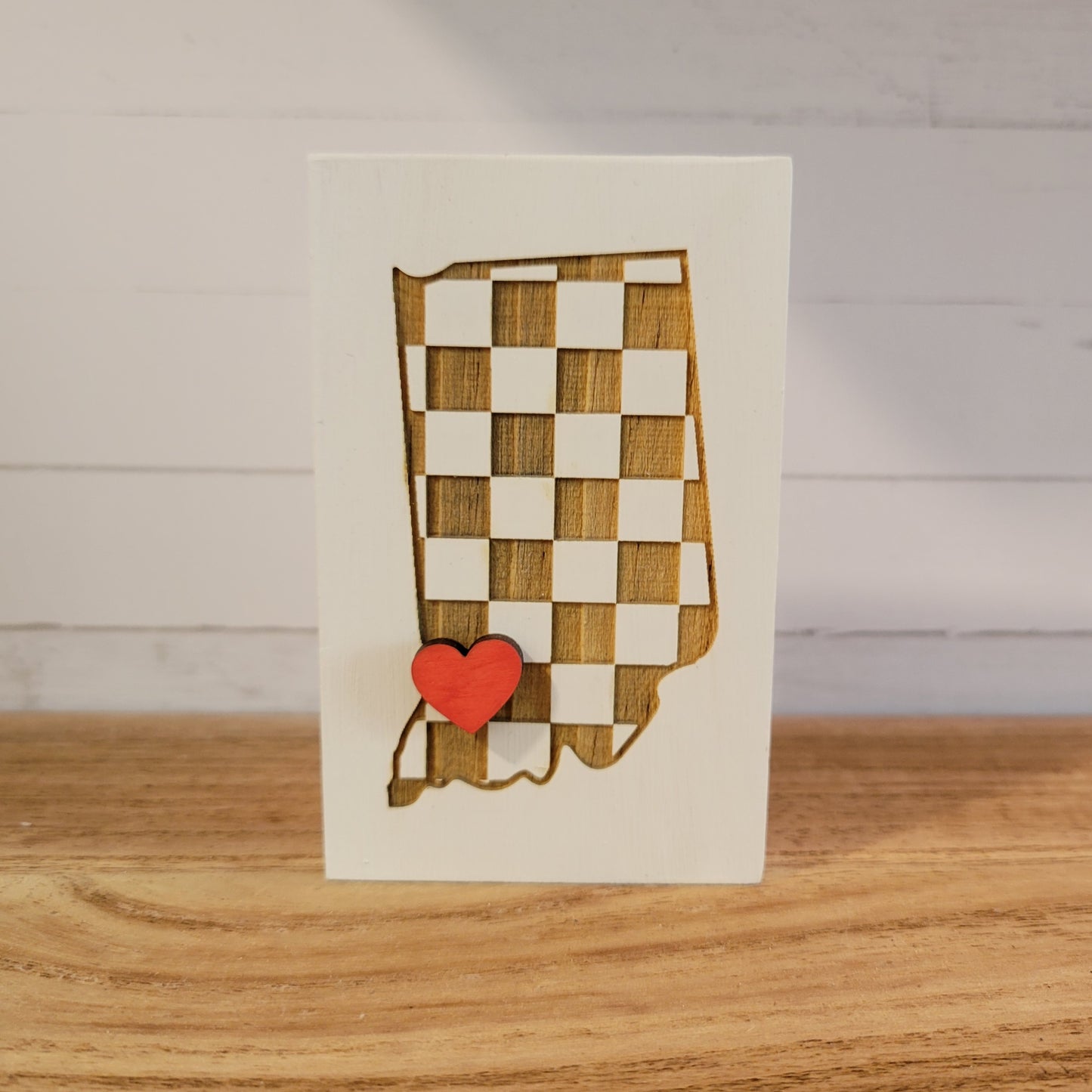 Laser Engraved Mini Checkered State Wood Signs