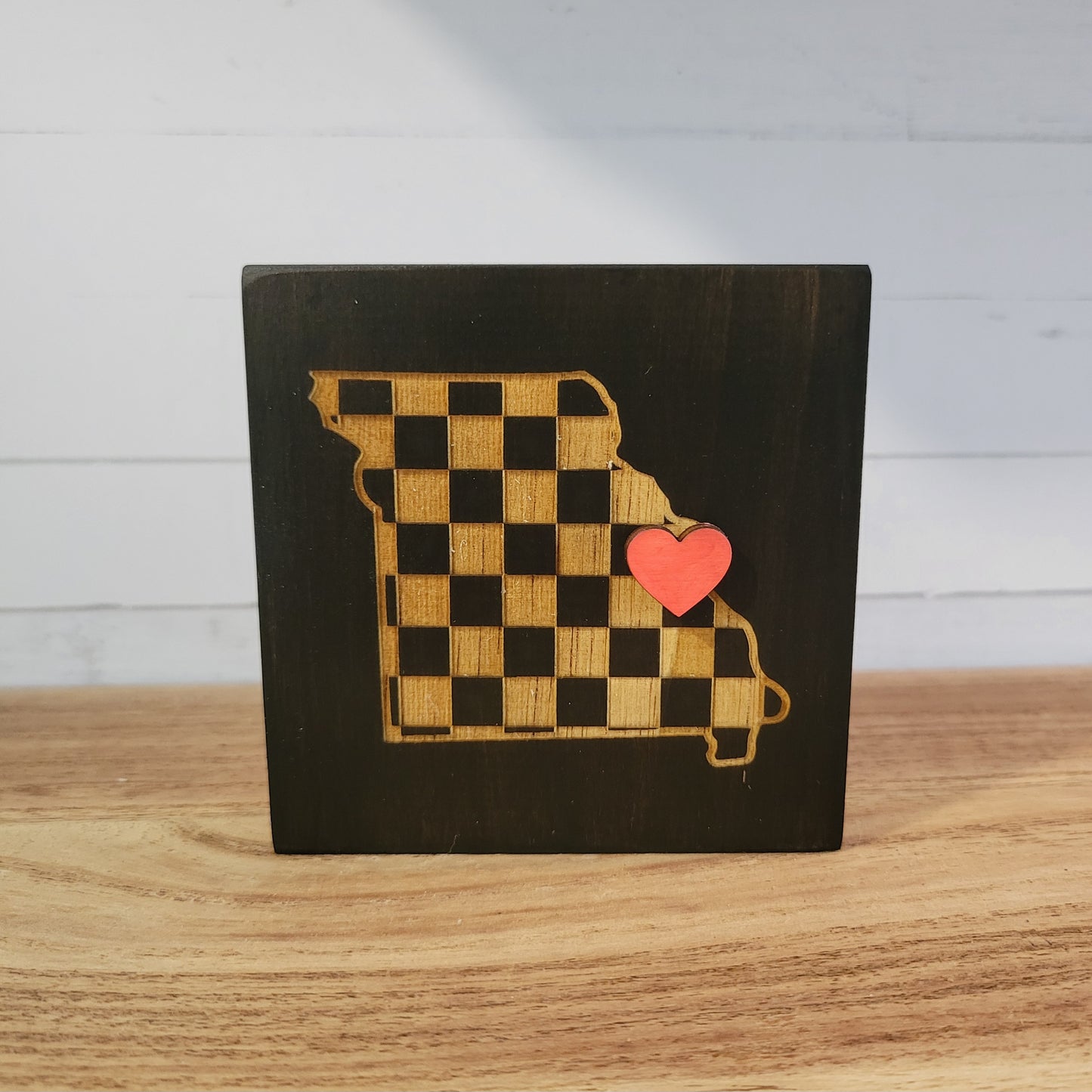 Laser Engraved Mini Checkered State Wood Signs