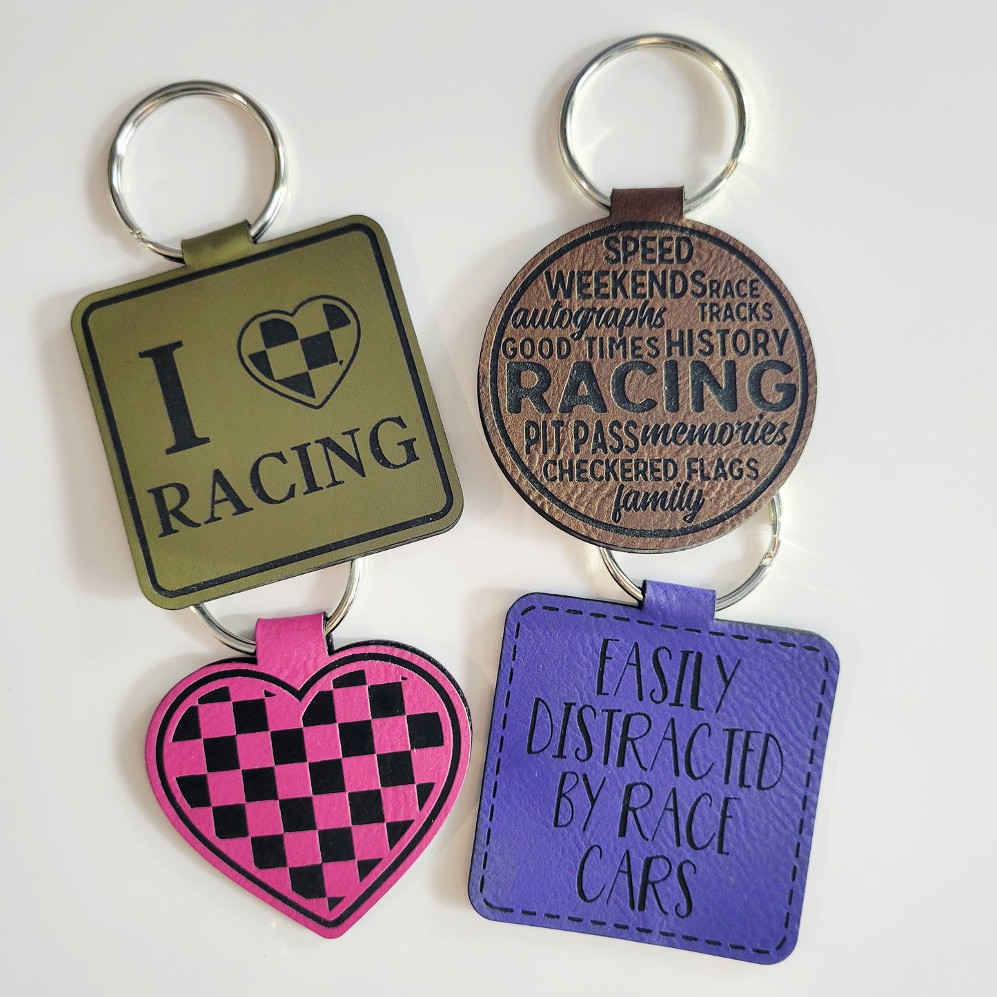 Race Words Leatherette Key Fob