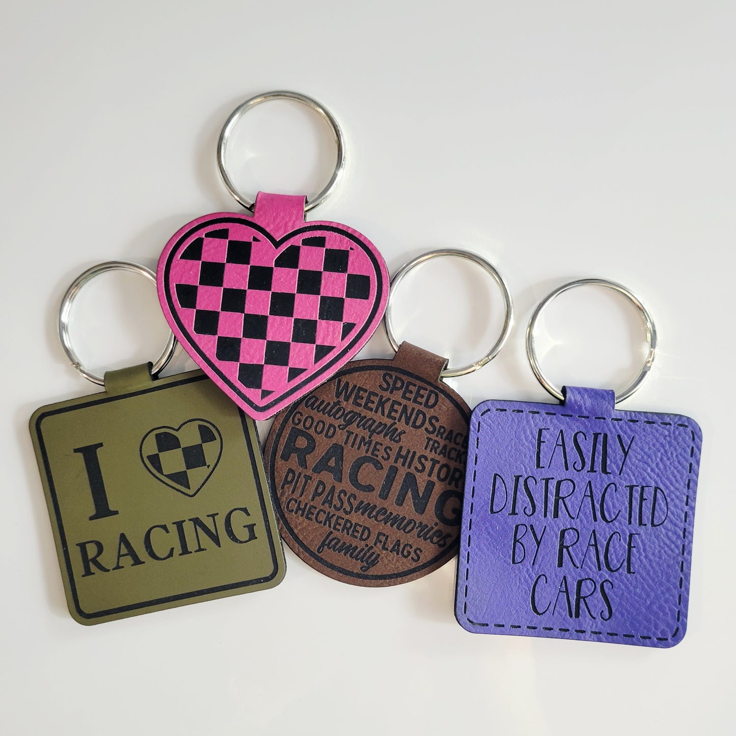 Race Words Leatherette Key Fob