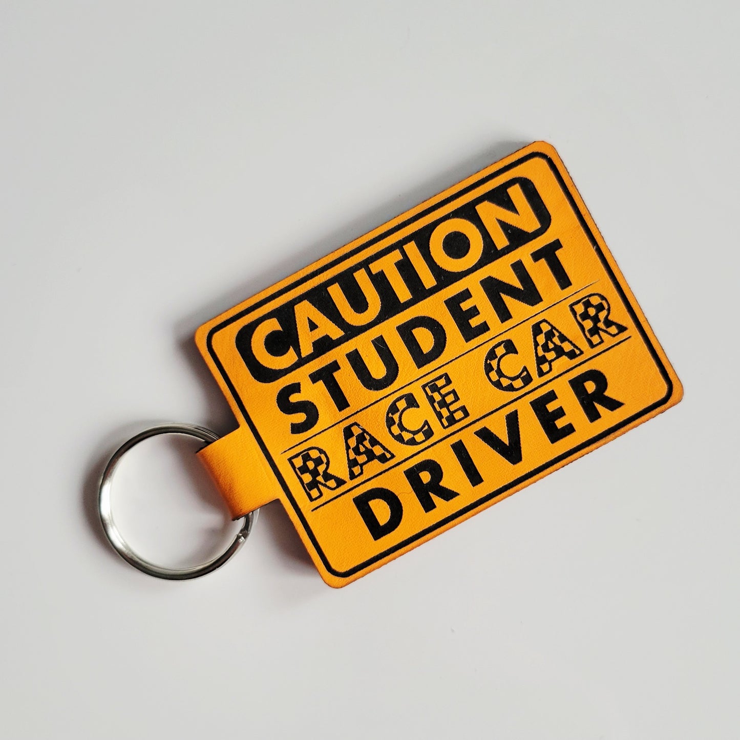 Student Race Car Driver Leatherette Racing Themed Key Fob