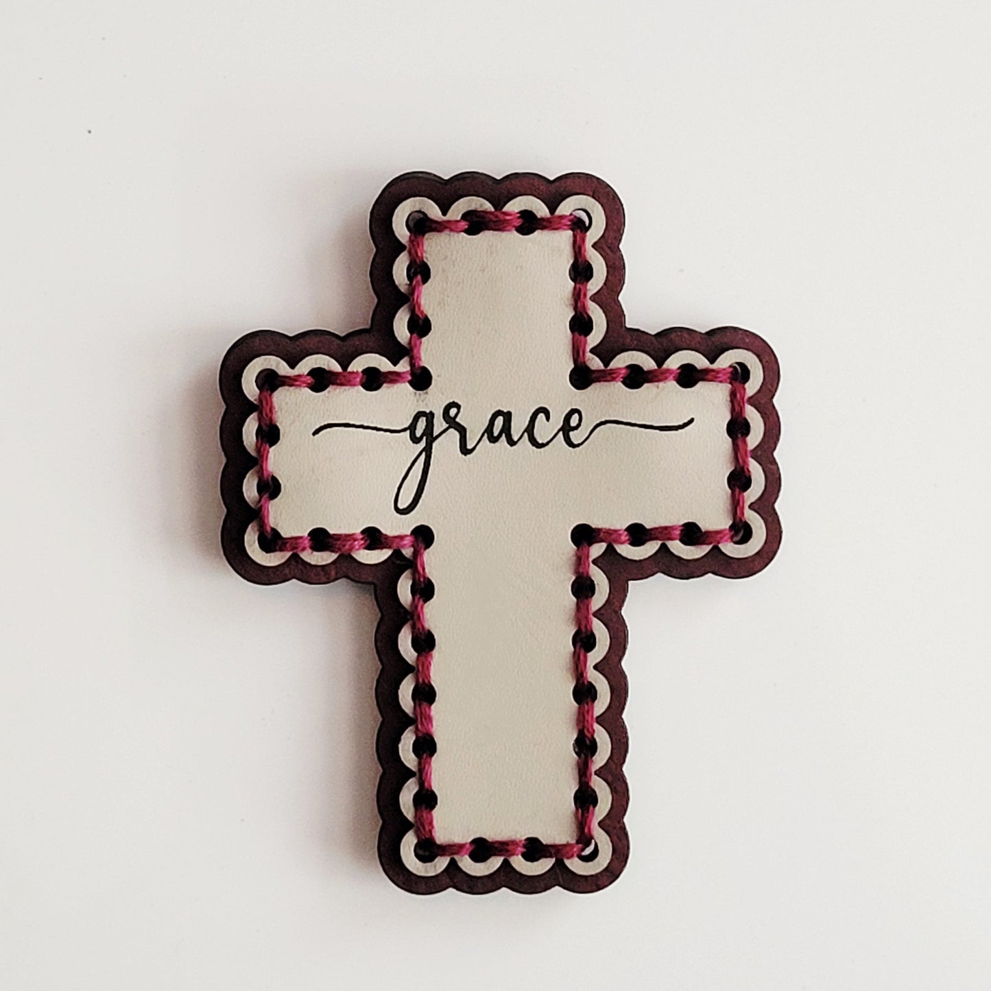 Grace Cross Hand-Stitched Magnet