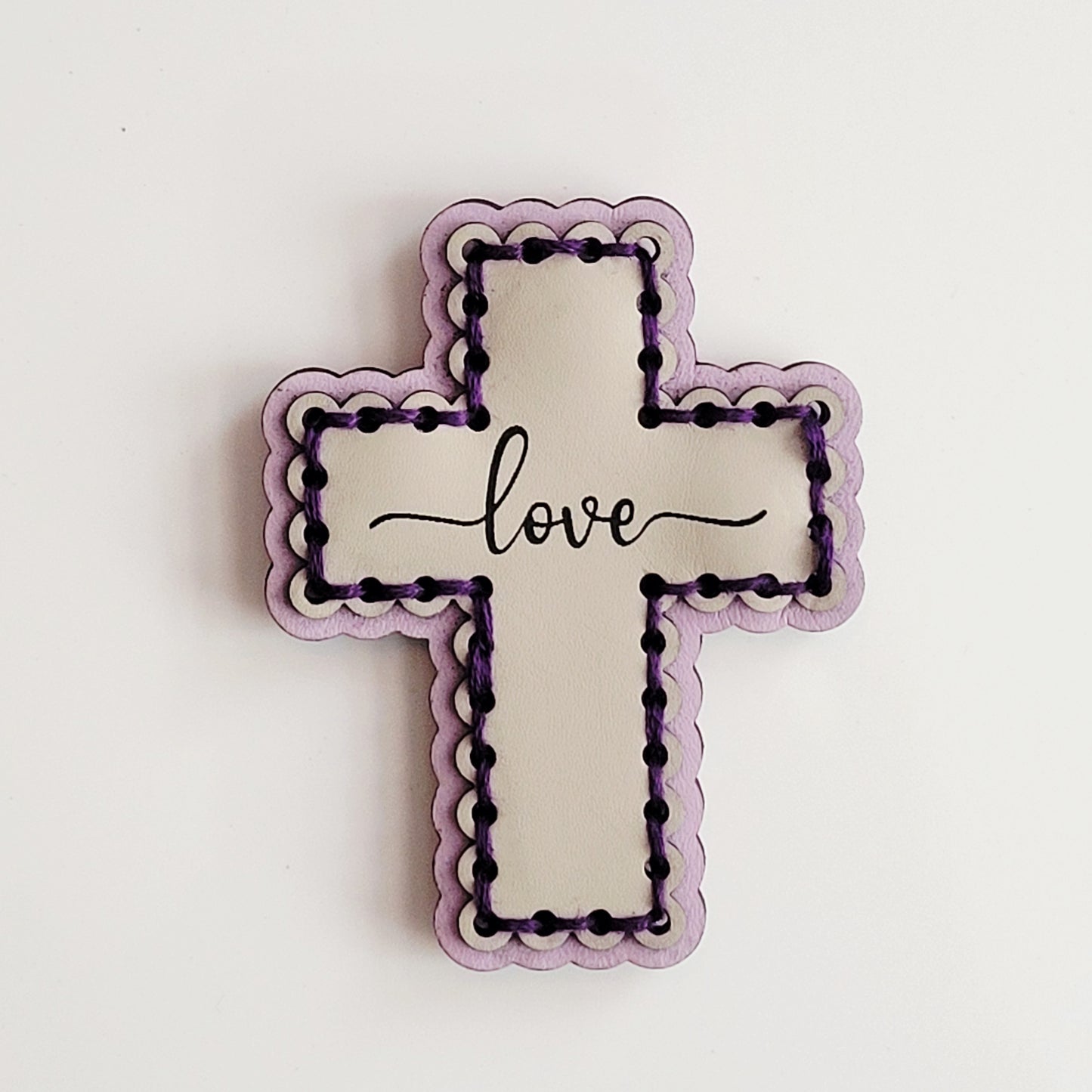Love Cross Hand-Stitched Magnet