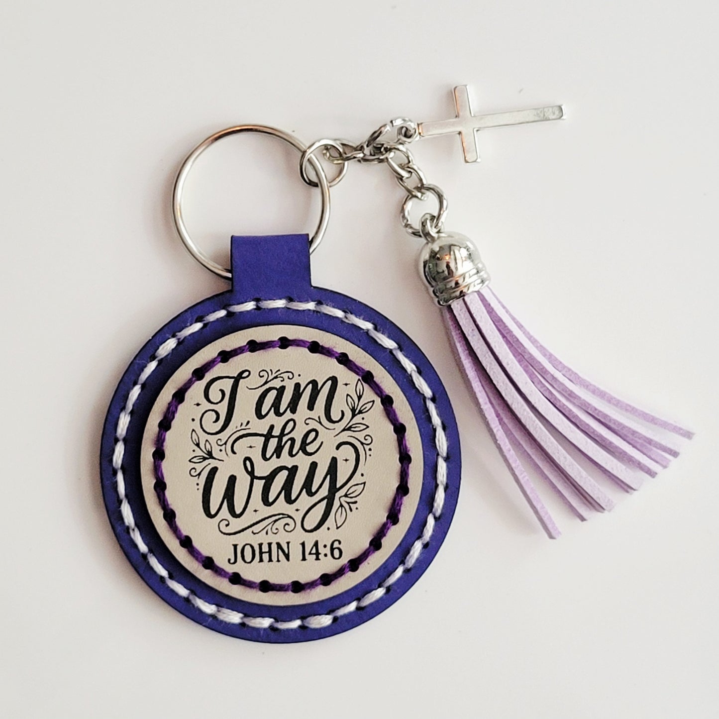 I Am the Way Round Hand-Stitched Key Ring