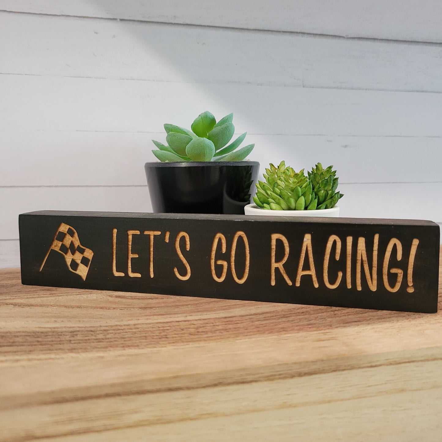 Tiny Wood Block Laser Engraved Racing Signs