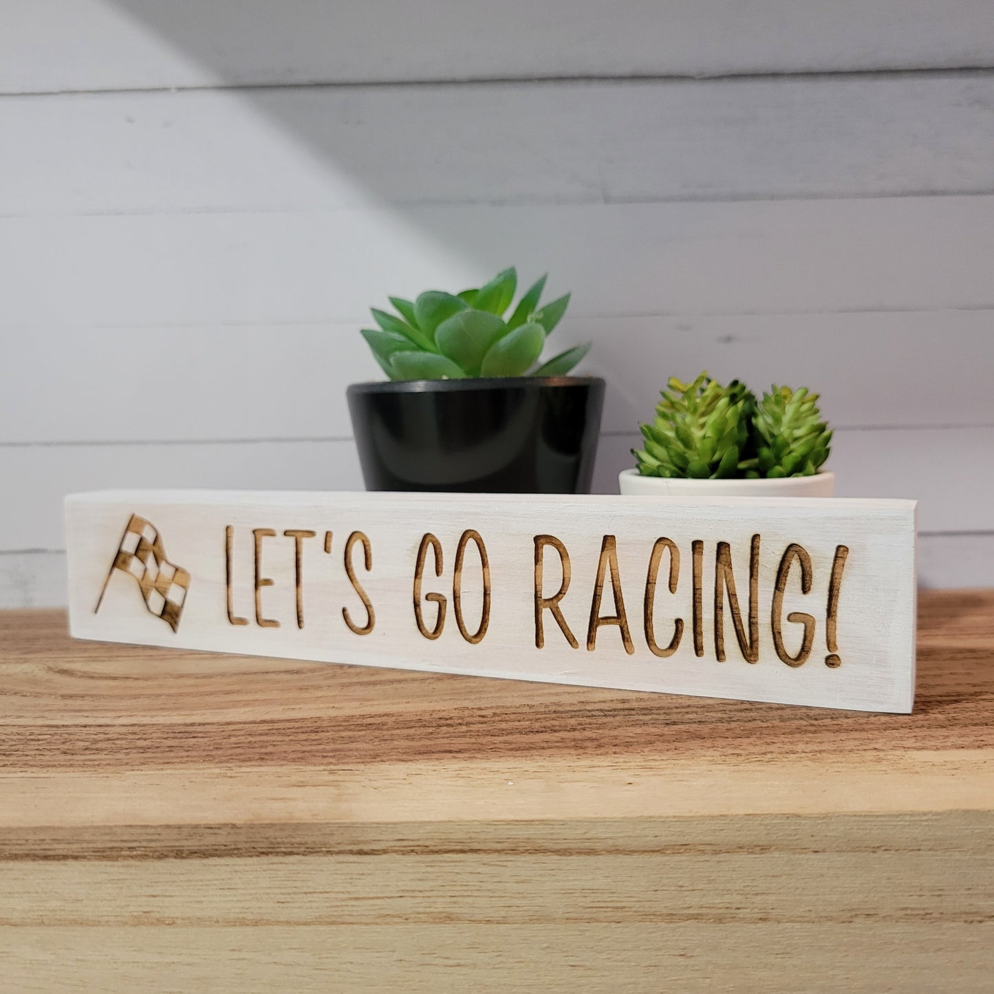 Tiny Wood Block Laser Engraved Racing Signs