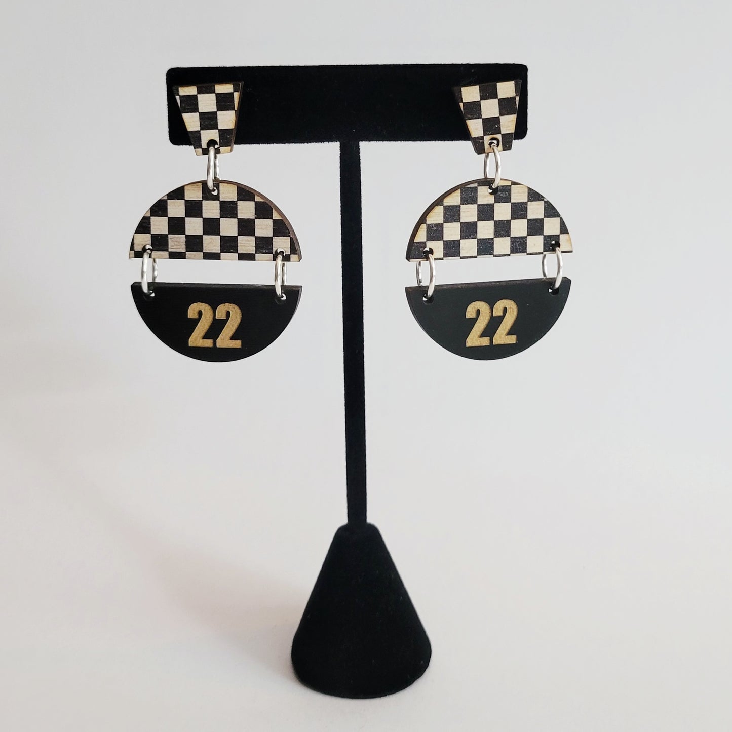 Custom Team Number Split Circle Racing Earrings