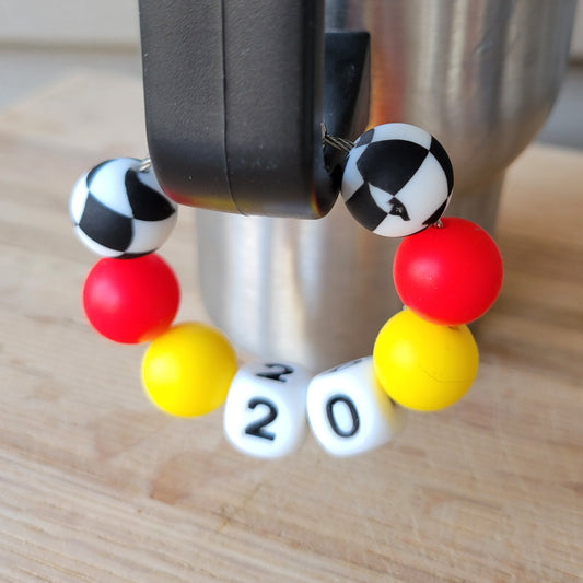 Custom Color Letter Number Silicone Bead Tumbler Charm