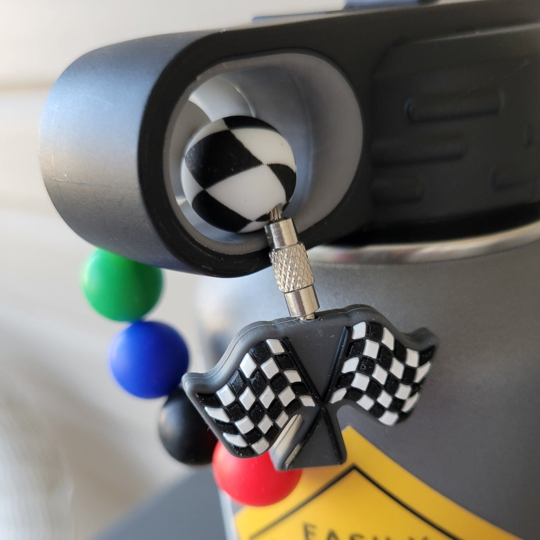Silicone bead tumbler charm.