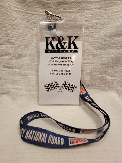 K&K Racing Insurance Media Credential lanyards. Available on 4 Left Turns.