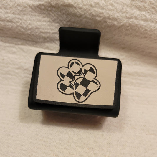 SMALL Checkered Paw Print Hair Claw Clip