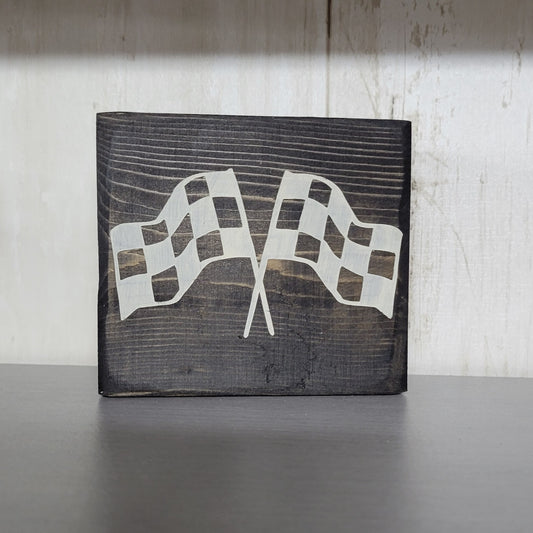 Checkered Oklahoma Wood Block Scrappy Sign