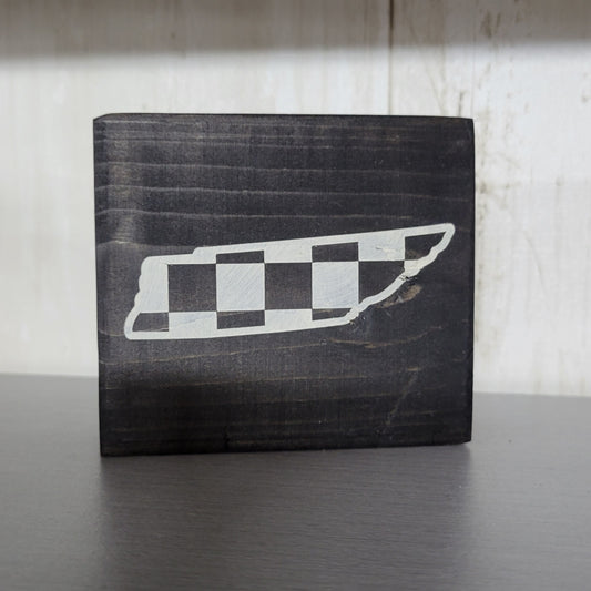 Checkered Tennessee Wood Block Scrappy Sign