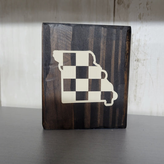 Checkered Missouri Wood Block Scrappy Sign