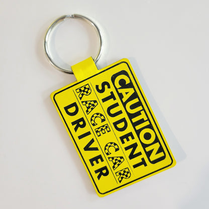 Student Race Car Driver Leatherette Racing Themed Key Fob