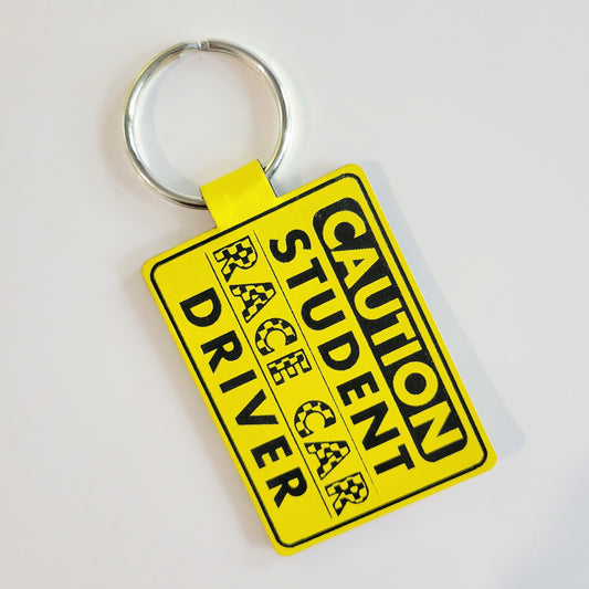 Student Race Car Driver Leatherette Racing Themed Key Fob