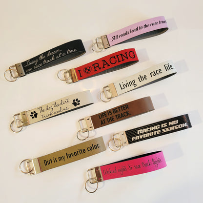 Engraved Leatherette Wristlet Key Fob