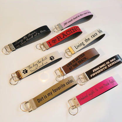 Engraved Leatherette Wristlet Key Fob
