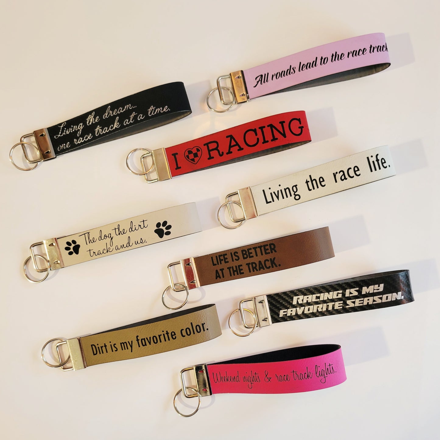 Engraved Leatherette Wristlet Key Fob