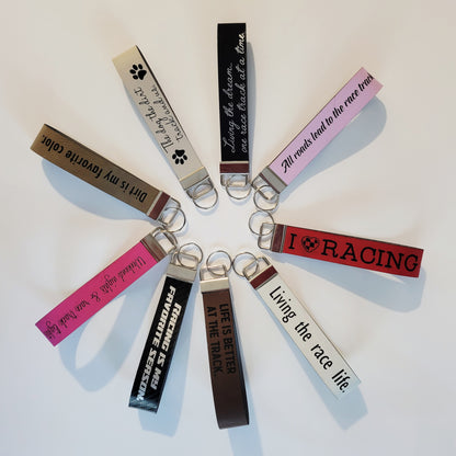 Engraved Leatherette Wristlet Key Fob