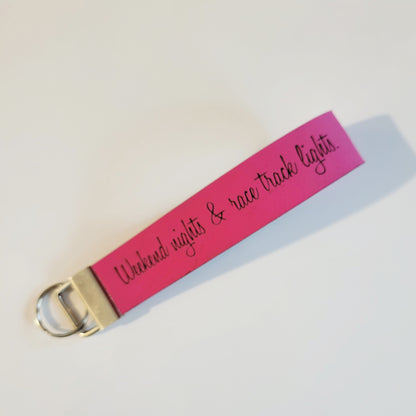 Engraved Leatherette Wristlet Key Fob