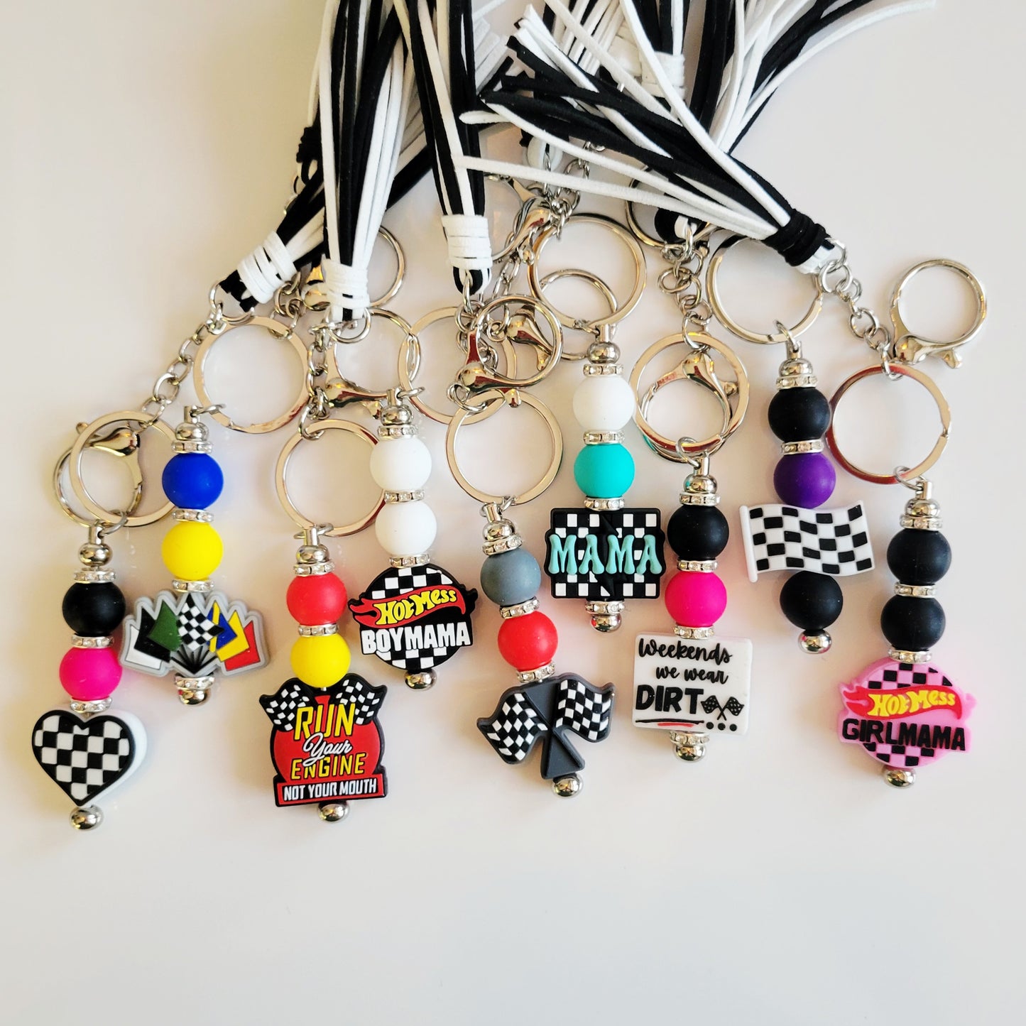 Fancy Large Bead Key Ring Fobs