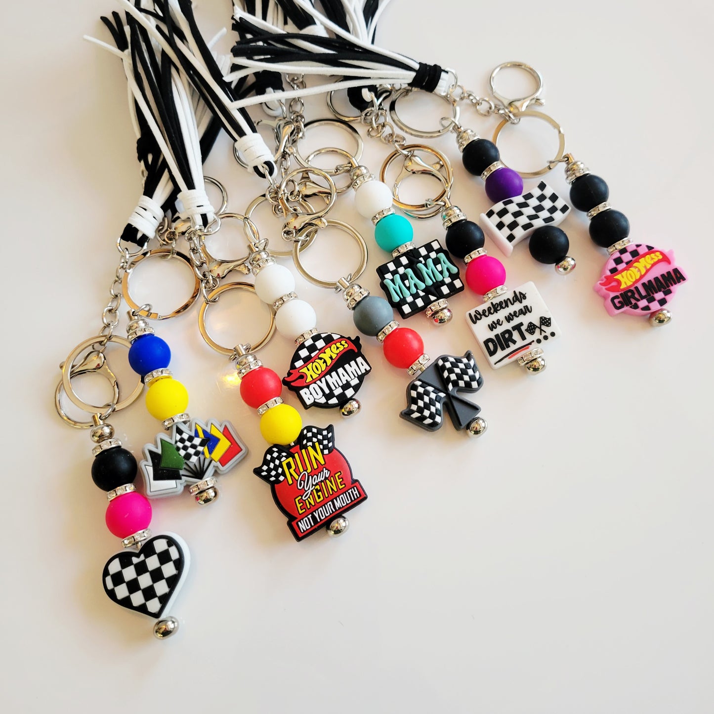 Fancy Large Bead Key Ring Fobs
