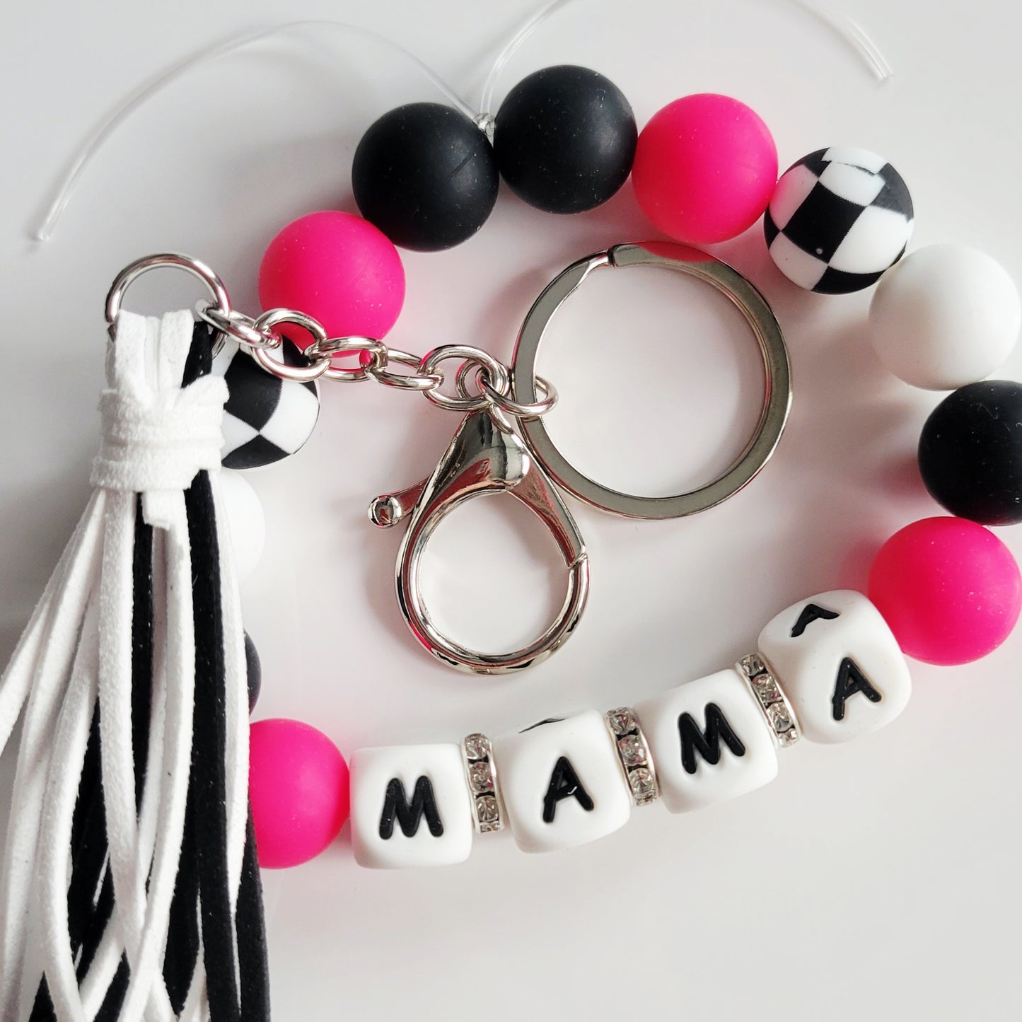 Custom Mama Mom Wife Silicone Bead Wristlet