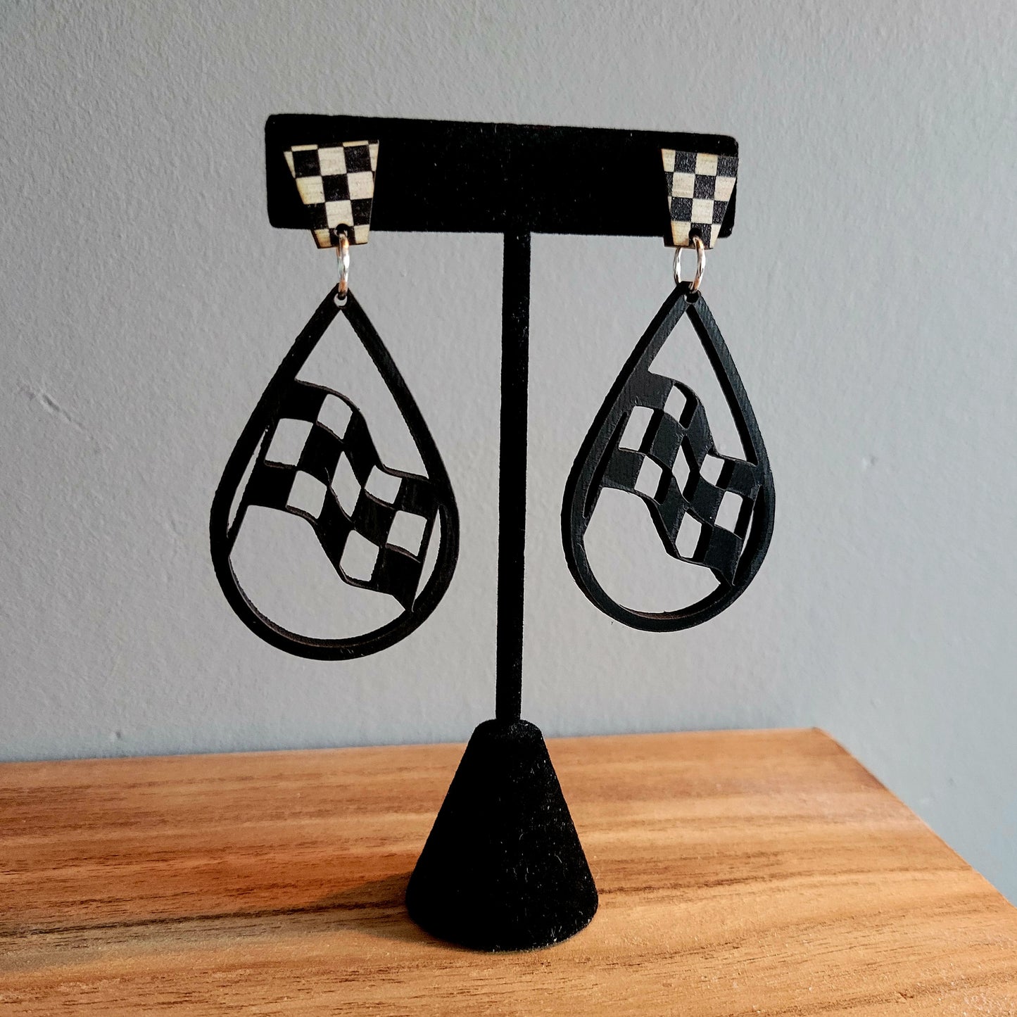 Checkered Flag Silhouette Earrings