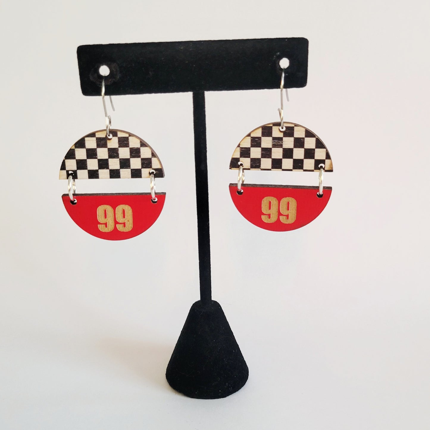 Custom Team Number Split Circle Racing Earrings