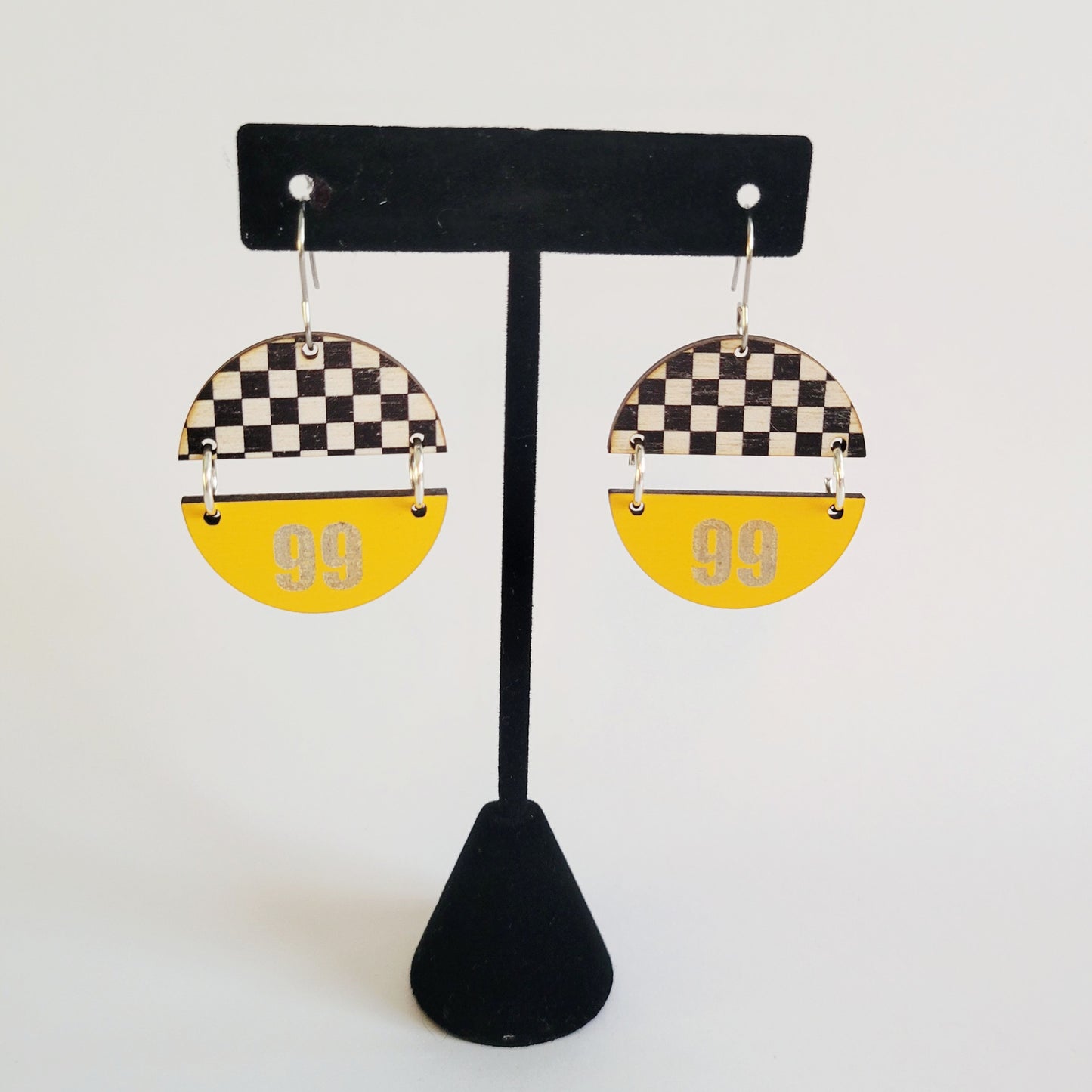 Custom Team Number Split Circle Racing Earrings