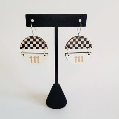 Custom Team Number Split Circle Racing Earrings