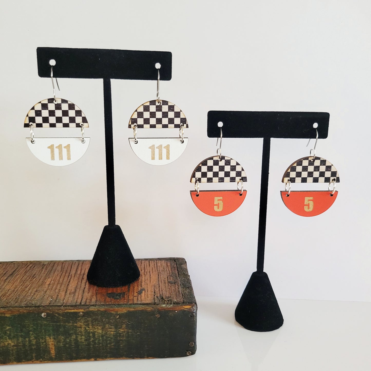 Custom Team Number Split Circle Racing Earrings