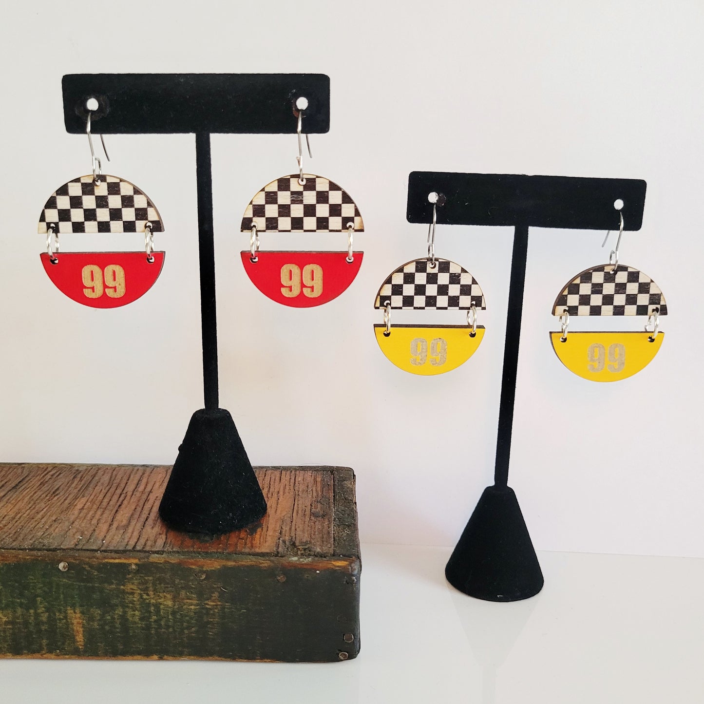 Custom Team Number Split Circle Racing Earrings