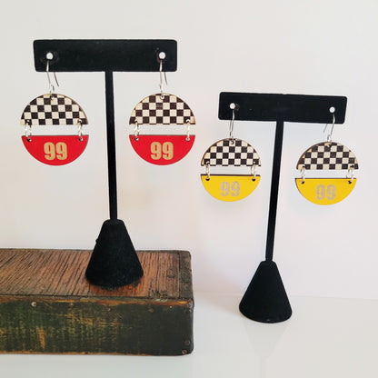 Custom Team Number Split Circle Racing Earrings