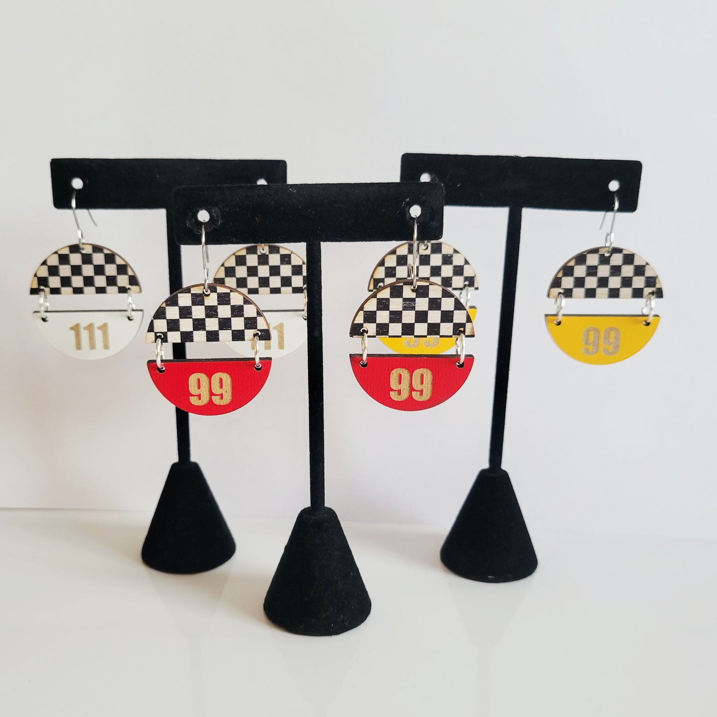 Custom Team Number Split Circle Racing Earrings