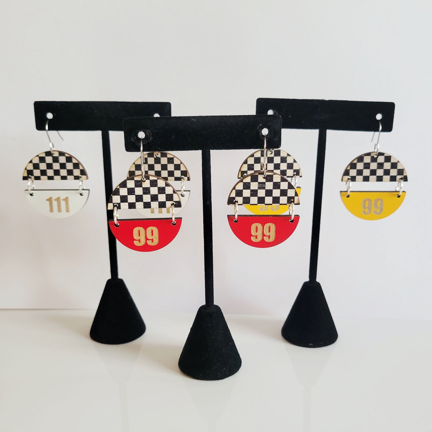 Custom Team Number Split Circle Racing Earrings