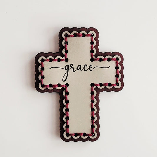 Grace Cross Hand-Stitched Magnet