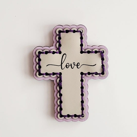 Love Cross Hand-Stitched Magnet