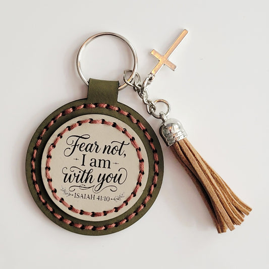 Fear Not Round Hand-Stitched Key Ring