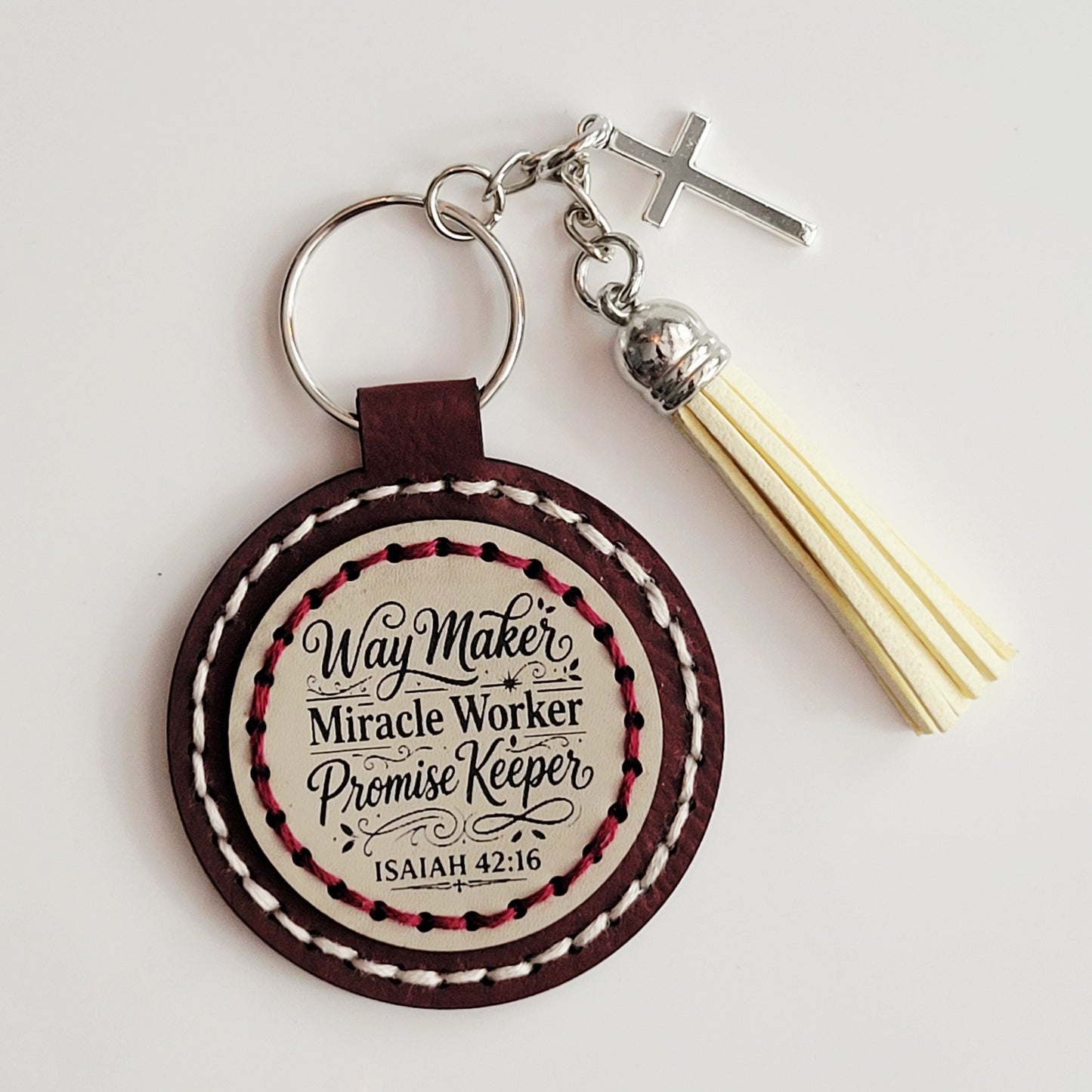Way Maker Round Hand-Stitched Key Ring
