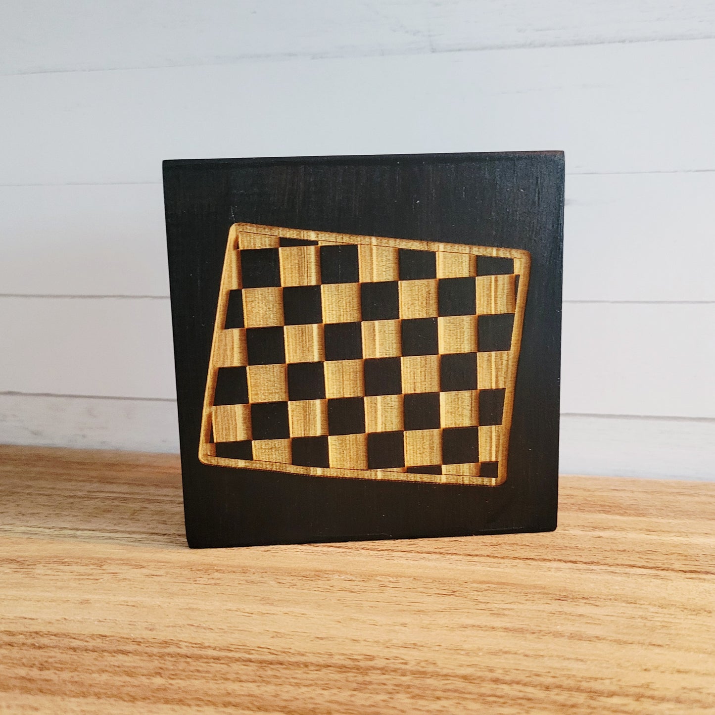 Laser Engraved Mini Checkered State Wood Signs