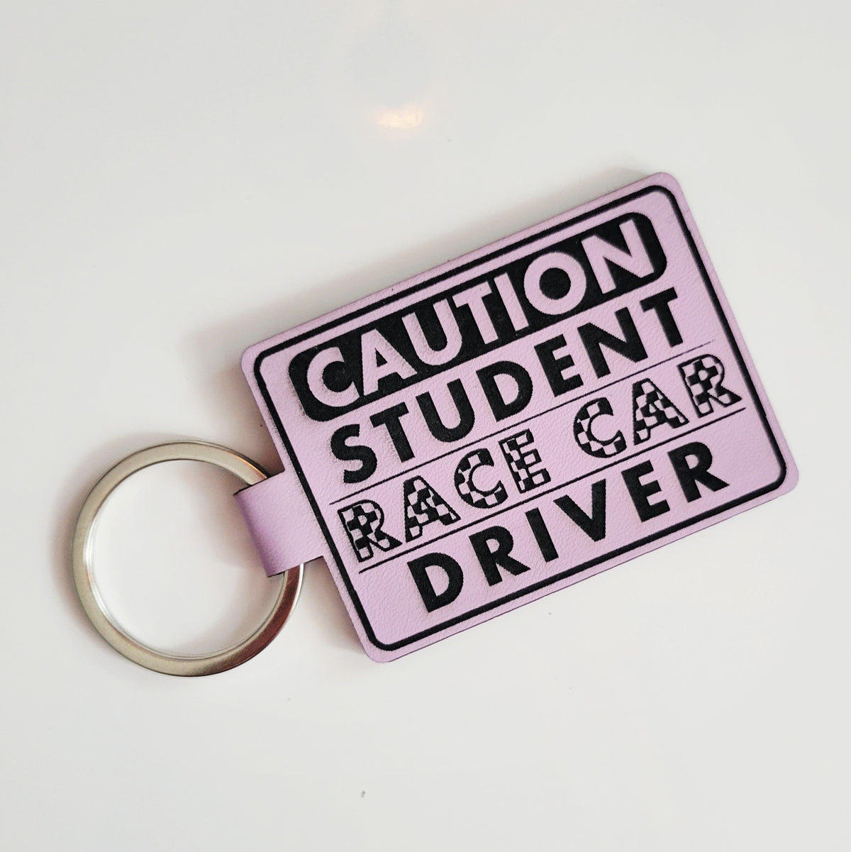 Student Race Car Driver Leatherette Racing Themed Key Fob