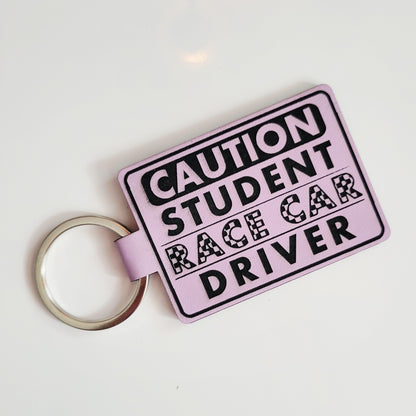 Student Race Car Driver Leatherette Racing Themed Key Fob