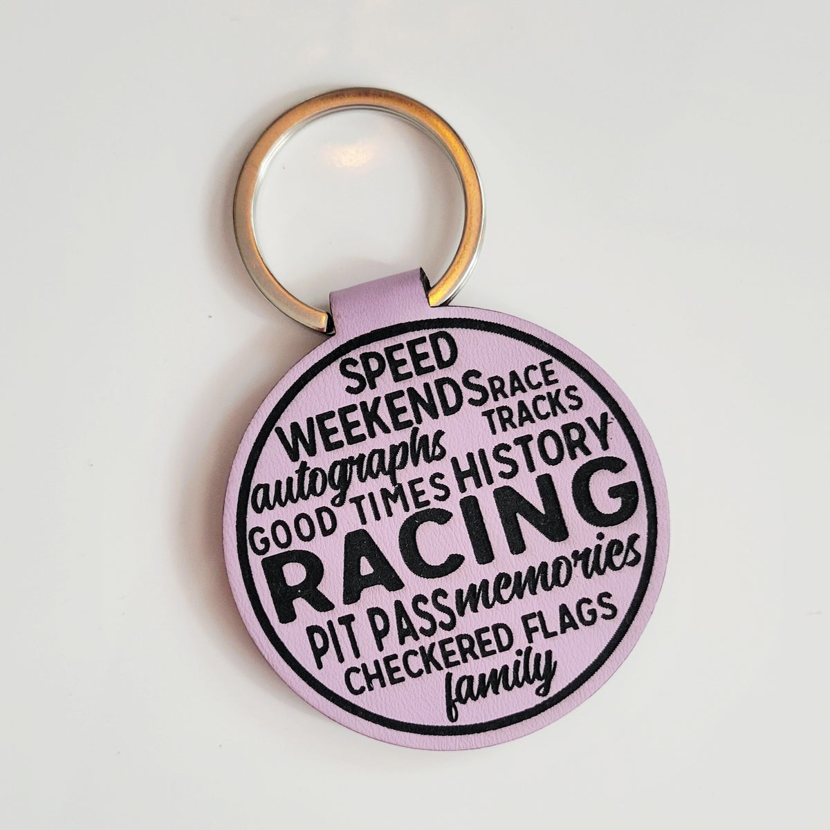 Race Words Leatherette Key Fob